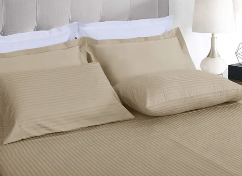 Miniatura 2 de Threadmill Sábanas de Algodón 100% para Cama Tamaño Full - Juego de Sábanas Full de 600 Hilos con Bolsillo Profundo de 16" - Tejido Satén a Rayas