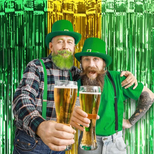 Miniatura 4 de LOLStar Paquete de 3 cortinas de flecos de papel de aluminio del día de San Patricio, decoración de fiesta del día de San Patricio, 3.3 x 6.6 pies