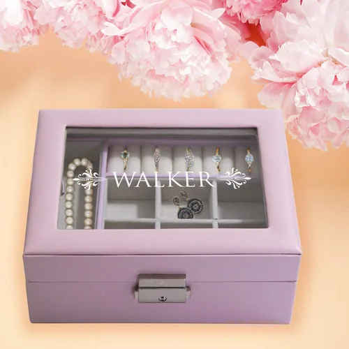 Miniatura 4 de My Personal Memories Joyero, bandeja y organizador personalizado con parte superior de cristal, accesorios personalizados y grabados, regalo