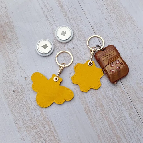 Miniatura 4 de CATCH ON Paquete de 2 fundas de cuero para Airtag para llavero, bonitos accesorios Kawaii adecuados para Airtag