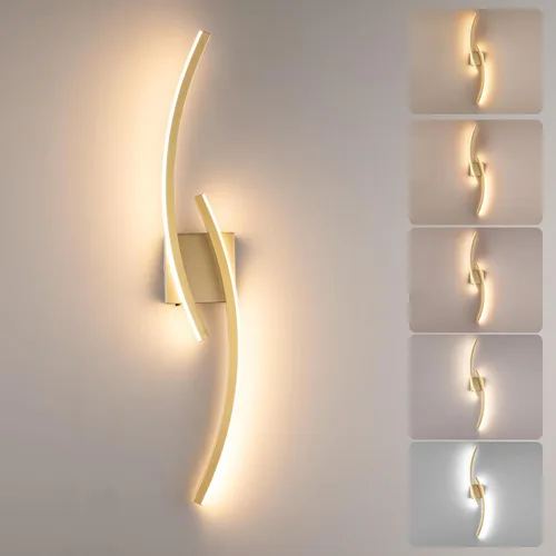 Miniatura 11 de Aplique de Pared Moderno Cableado, Luces LED de Pared Modernas de 4000K para Sala de Estar de 31.5 Pulgadas, Accesorios de Luz de Pared Negros