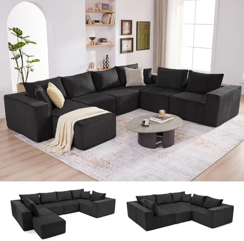 Miniatura 30 de Sofá modular de 108 pulgadas, sofá modular de nube con asiento profundo, moderno sofá modular en forma de L con diván, sofás tapizados sin hueso