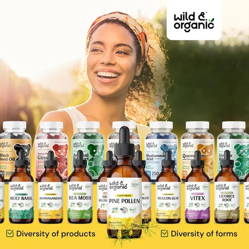 Miniatura 8 de Wild & Organic Tintura de polen de pino, antioxidante y apoyo inmunológico, gotas de extracto de polen de pino, suplemento líquido vegano, sin