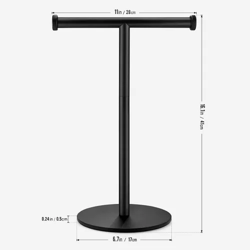Miniatura 6 de Toallero de mano, toallero de baño negro mate, soporte para toallas de encimera, soporte de toalla en forma de T para baño y cocina, tamaño 11
