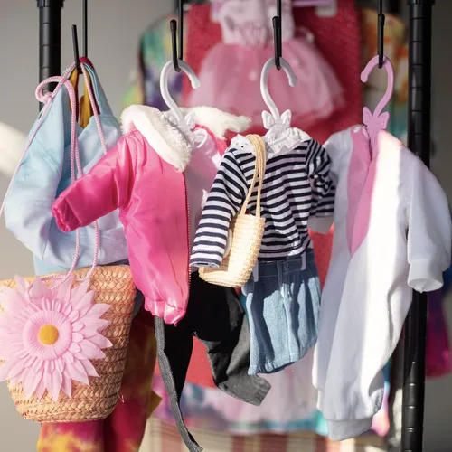 Miniatura 5 de Dress Along Dolly Perchas de ropa para muñecas de 18 pulgadas, paquete de 12 unidades, compatible con American Girl, diseño único que sostiene tu