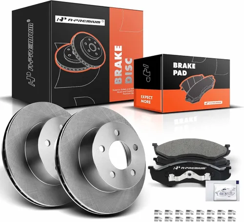 Miniatura 11 de A-Premium Rotores de freno de disco perforados y ranurados delanteros de 11.02 pulgadas (11.020 in) + kit de pastillas de cerámica compatible
