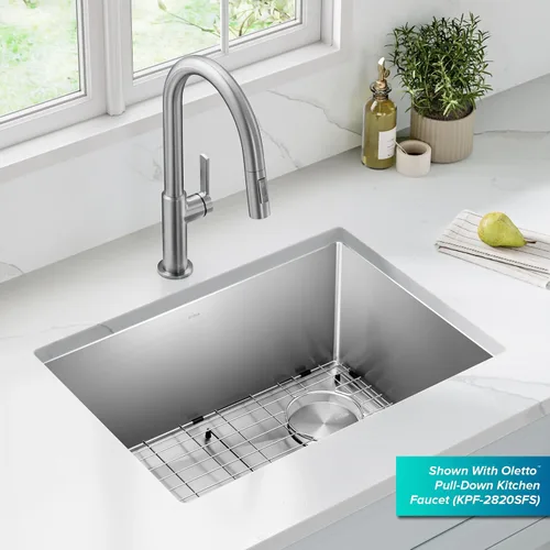 Miniatura 3 de Kraus KHU111-25 Standart PRO - Fregadero de cocina empotrado con tazón individual de acero inoxidable, calibre 16, 25 pulgadas