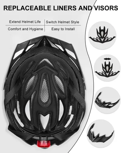 Miniatura 4 de KINGBIKE - Casco de bicicleta para adultos, hombres, mujeres y jóvenes, para ciclismo en carretera y montaña, con luz recargable por USB