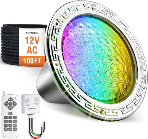 Miniatura 8 de SURAIELEC Luces LED de spa de 6 pulgadas, luces de piscina que cambian de color de 12 V CA para piscina enterrada, luz de spa subacuática