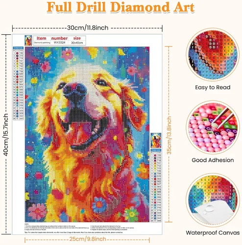 Miniatura 2 de Kits de Arte de Diamante RICUVED para Adultos, Kits de Arte de Diamante para Perros Full Drill 5D Arte de Animales de Diamante, Arte y Manualidades