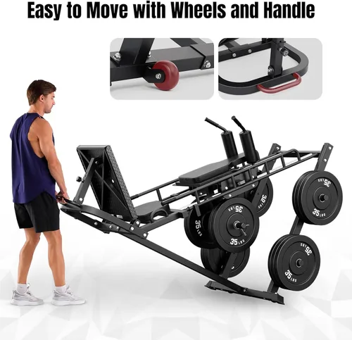 Miniatura 7 de Dripex Combo de máquina de sentadillas para gimnasio en casa, máquina de prensa de piernas ajustable para entrenamiento completo de la parte