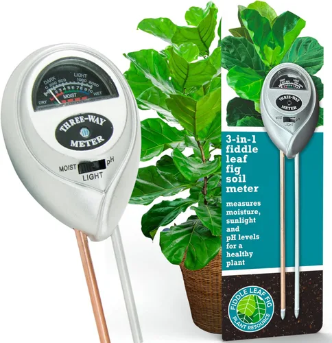 Centro de Recursos para Plantas de Interior Fiddle Leaf Fig Medidor de Humedad del Suelo 3 en 1 para Plantas – Mejor Medidor de Agua para Plantas de