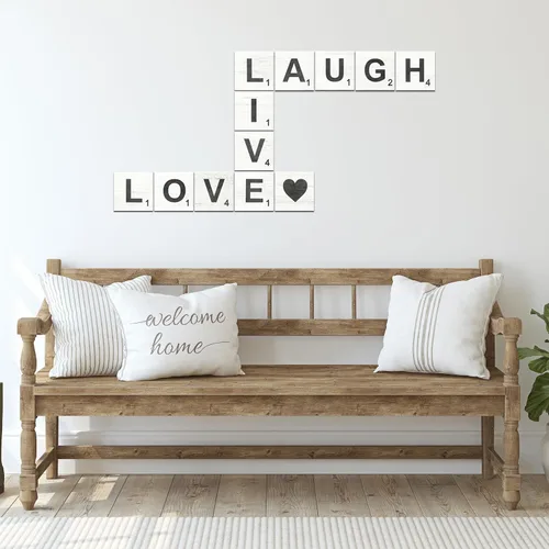 Miniatura 3 de TenXVI Designs Live, Laugh, Love - Azulejos de crucigrama rústicos grandes para decoración de pared, letras cuadradas decorativas grandes de madera