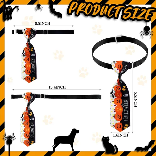 Miniatura 3 de Frienda 6 lazos de Halloween para perros pequeños, gatos, collares de perro de Halloween, ajustables, calavera, corbatas para mascotas, corbatas