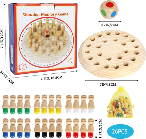 Miniatura 2 de TOWO Juguetes de memoria de madera para niños, juegos de mesa familiares para niños y adultos, juegos mentales de madera, juguetes educativos