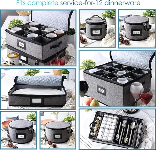 Miniatura 3 de Contenedores de Almacenamiento de Porcelana Fina, 8 Piezas de Contenedores Acolchados para Almacenamiento de Vajilla para Cubiertos y Utensilios