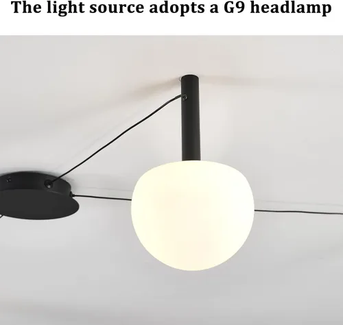 Miniatura 5 de Lámpara de Techo Semiempotrada de Cristal Negro de 3 Luces Adecuada para Salas de Estar, Dormitorios, Pasillos, Comedores, Comedores, Lámpara