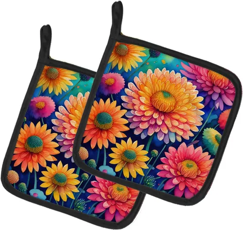 Miniatura 10 de Caroline's Treasures Juego de soportes para ollas de cocina coloridos de Asters, resistentes al calor, almohadillas calientes para cocinar, hornear