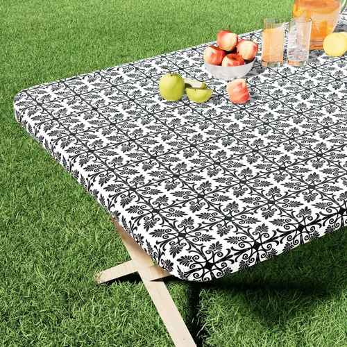 Miniatura 28 de Misaya - Mantel de vinilo rectangular, mantel elástico con respaldo de franela, 100% impermeable, cubierta de plástico para mesas plegables de 4