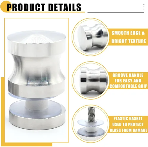 Miniatura 3 de Paquete de 2 Manijas de Puerta de Vidrio de Ducha, Pomo de Acero Inoxidable para Puertas de Ducha Tirador de Un Solo Lado Hardware para Puertas
