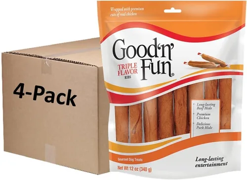 Miniatura 9 de Good 'n' Fun Masticables de Costillas de Triple Sabor para Todos los Perros, 12 Onzas, Consiente a tu Perro con Masticables de Larga Duración Hechos