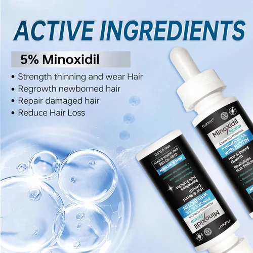 Miniatura 2 de 5% de minoxidil para hombres, minoxidil para mujeres, tratamiento para el crecimiento del cabello, suero de crecimiento de barba, enriquecido