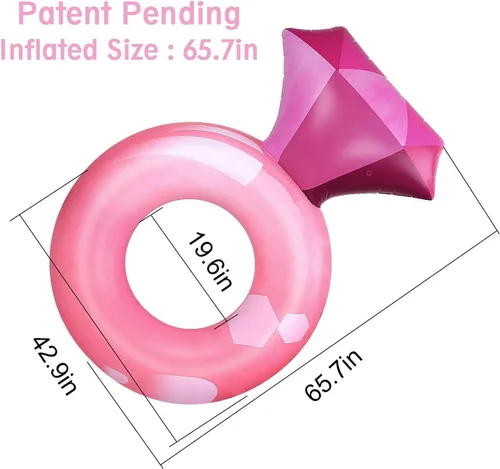 Miniatura 6 de Float Joy Flotadores de piscina para adultos, anillo inflable de diamantes, para despedida de soltera, regalos de novia, flotador de piscina rosa