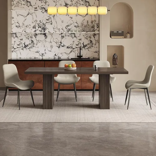Miniatura 3 de Juego de mesa de comedor moderna de 5 piezas, mesa de cocina rectangular de roble de 66.9 pulgadas con 4 sillas, mesa de comedor de madera moderna
