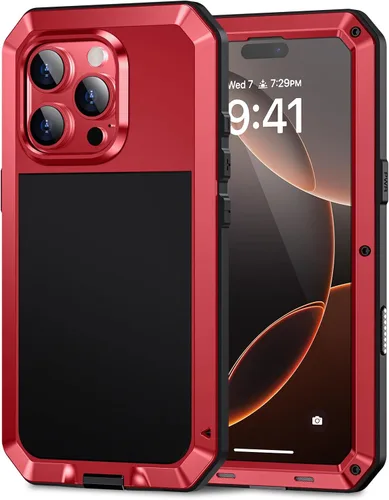 Miniatura 26 de Lanhiem Funda para iPhone 7 Plus/8 Plus, resistente a los golpes, [Tough Armour], funda de metal con protector de pantalla integrado, funda Negro