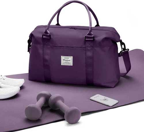 Miniatura 8 de Bolsas de fin de semana para mujer, bolsa de lona de viaje, bolsa de transporte para artículos personales durante la noche con bolsillo para ropa