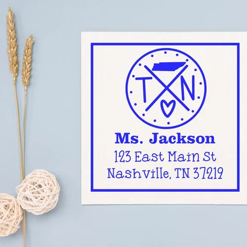 Miniatura 70 de Sello entintado moderno con nombre y dirección del estado de Alabama – Sello de dirección de devolución personalizado para invitaciones de despedida