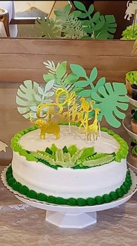 Miniatura 3 de LaVenty Decoración de pastel de hojas tropicales brillantes para decoración de pastel de boda tropical, decoración de pastel de hoja de palma