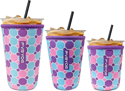 Miniatura 40 de Fundas de neopreno reutilizables aisladas para café helado, fundas para tazas de café helado, fundas para bebidas heladas y calientes