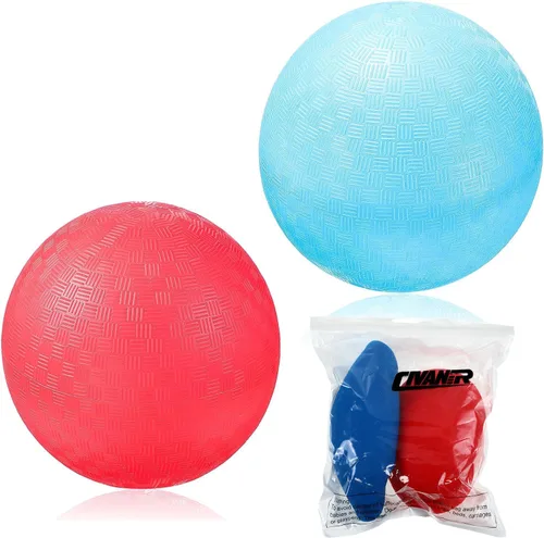 Miniatura 7 de Civaner Paquete de 2 bolas de PVC de 5 pulgadas, color rojo y azul, adecuadas para niños al aire libre, ejercicio, yoga