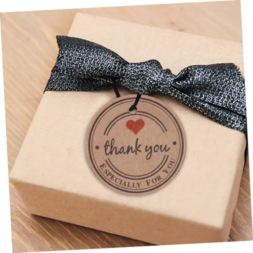 Miniatura 4 de EXCEART 100 piezas de papel kraft etiquetas colgantes regalos de Navidad etiquetas redondas regalo caramelo marrón Kraft etiquetas de agradecimiento