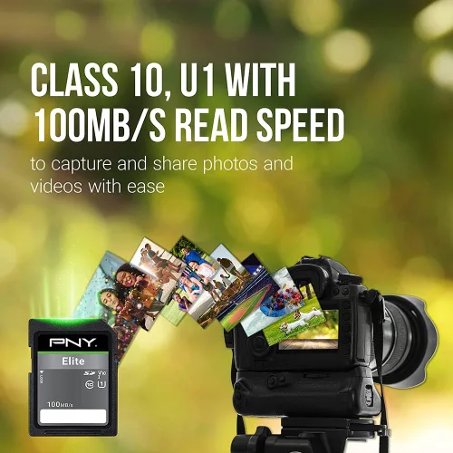 Miniatura 3 de PNY Tarjeta de memoria flash Elite Class 10 U1 V10 SDHC de 32 GB – lectura de 100 MB/s, clase 10, U1 Full HD, UHS-I, tamaño completo SD