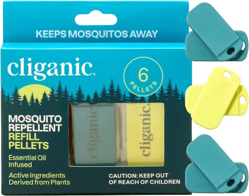 Miniatura 8 de Cliganic - Paquete repelente de mosquitos (1 clip + 2 bolitas de repuesto), sin DEET, infusión de aceite esencial, esenciales de verano, accesorios