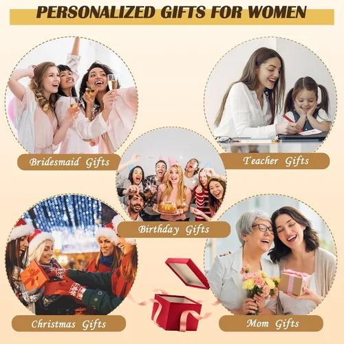 Miniatura 7 de YOOLIFE Regalos para mujeres, bolsa de yute con inicial y 2 bolsas de maquillaje, regalos personalizados para mujeres, profesores, mamá, amiga