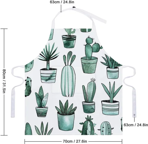 Miniatura 2 de Personalized Cacti And Succulents Adult Apron, Kitchen Cooking Aprons for Woman Man, Adjustable Bib Apron with Pocket for Baking, BBQ Crafting
