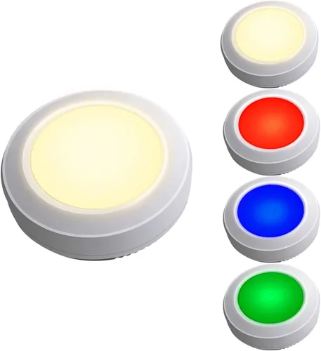 HONWELL Luz de grifo inalámbrica táctil para gabinete, luces multicolor para mostrador, regulables, alimentadas por batería, luces de disco RGB para