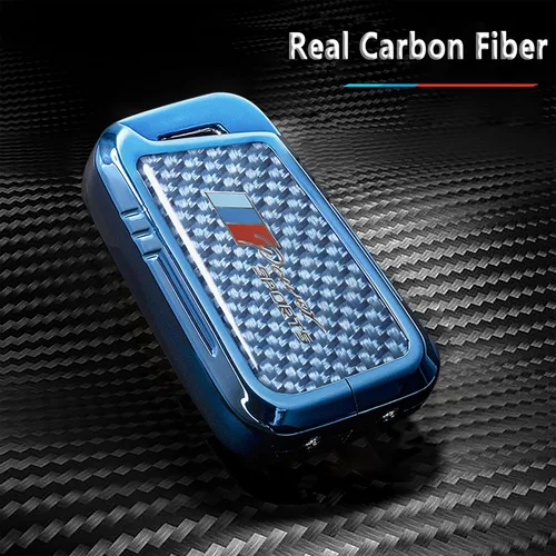 Miniatura 60 de Funda para llavero BMW con llavero, fibra de carbono real, protección de aleación de zinc, compatible con BMW 1 3 4 5 6 7 Series X1 X3 X4 M5 M6 GT3