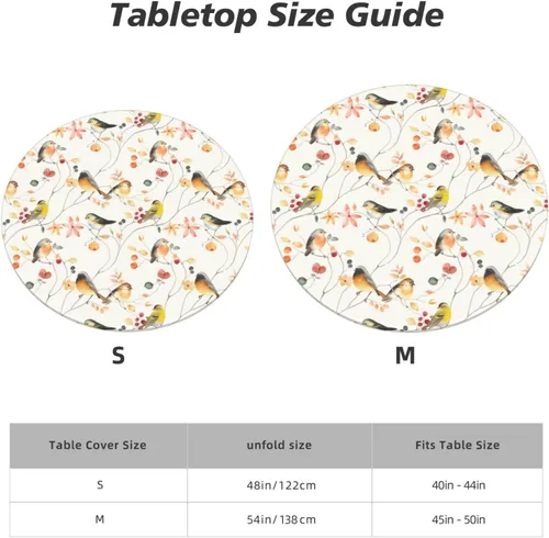 Miniatura 3 de WOAIDY Mantel ajustable redondo elástico, diseño de pájaro, tela de poliéster elástica para cocina, decoración de fiesta de comedor, funda de mesa 4