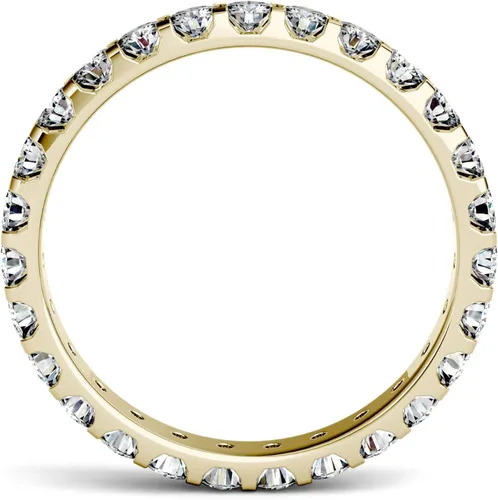 Miniatura 3 de Charles & Colvard Forever One - Banda eterna de moissanita de corte redondo de 0.087in para mujer, cultivada en laboratorio, oro amarillo sólido