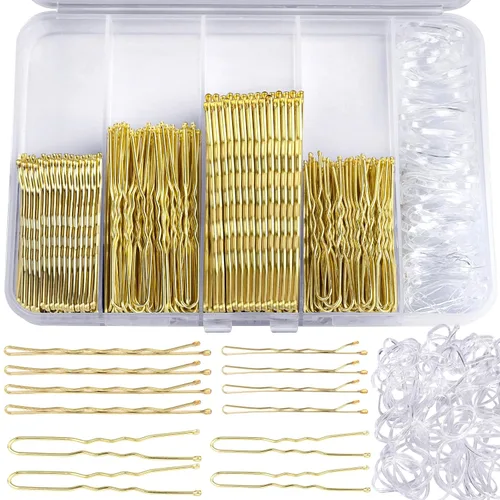 Miniatura 12 de Teenitor 300 piezas de pasadores y horquillas para el pelo, 100 pasadores y 100 horquillas marrones y negras para mujeres, 100 bandas para el pelo