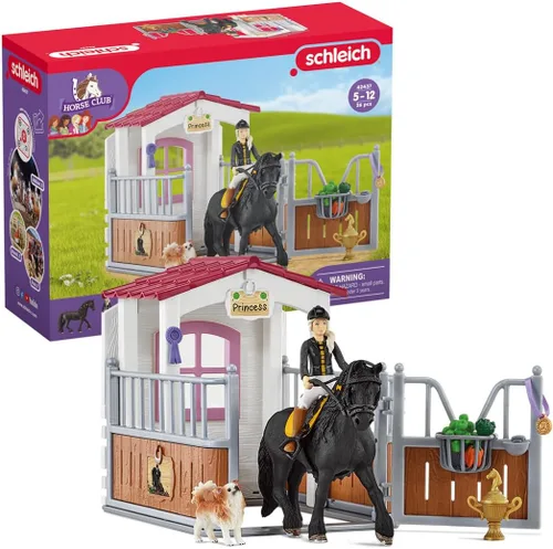 Schleich Horse Club - Juego de 26 piezas de juguete de caballo de Tori y princesa con figura de perro y accesorios - Figura de jinete realista y
