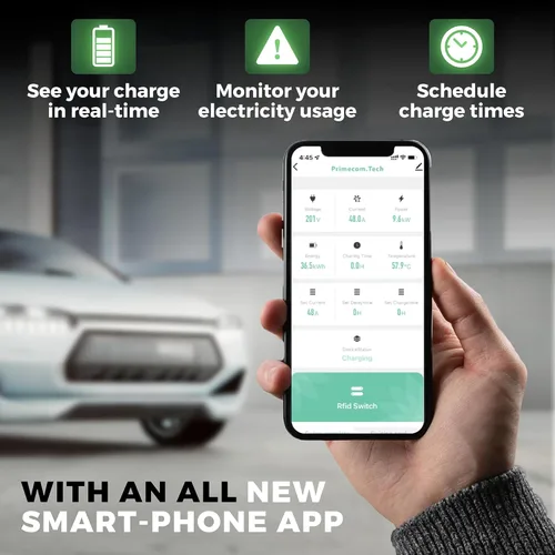 Miniatura 7 de 50 Amperios - Estación de carga inteligente para el hogar de vehículos eléctricos de nivel 2 PRIMECOM.TECH de 220 voltios para Tesla y todas