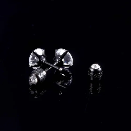Miniatura 5 de FIBO STEEL Aretes de titanio de 0.118 a 0.276 pulgadas, aretes de tuerca de acero quirúrgico para hombres y mujeres, arcoíris 5A, circonita cúbica