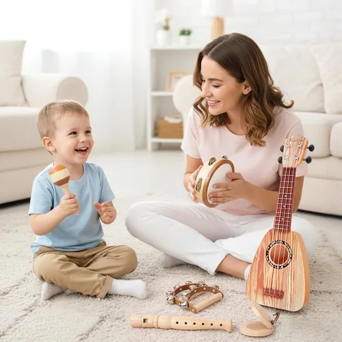 Miniatura 2 de Conjunto de Guitarra para Niños - Juguetes Musicales para Regalos de Cumpleaños de Niños de 2 3 Años, Juguetes Montessori para Niñas de 2 Años