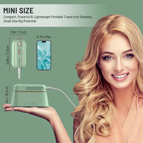 Miniatura 2 de Plancha para ropa, mini plancha portátil de viaje, 2 niveles de vapor/planchado en seco/plegable/vaporizadores de ropa de 1100 W (solo para 120 V)