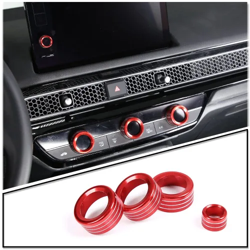 Miniatura 8 de Cubiertas de perilla de volumen de aire acondicionado de consola central para Honda Civic 2022/Honda CRV 2023, 4 piezas de aleación de aluminio A/C